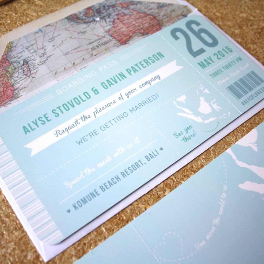 Blue Boarding Pass Wedding Invitation By Rodo Creative