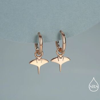 Kawaii Manta Ray Huggie Hoop Earrings In Sterling Silver, 2 of 11