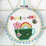 Rainbow Positivi Tea Cross Stitch Kit For Adults, thumbnail 3 of 12