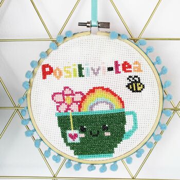 Rainbow Positivi Tea Cross Stitch Kit For Adults, 3 of 12