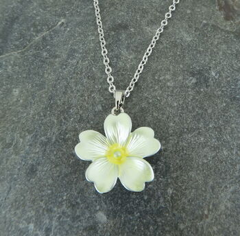 Yellow Primrose February Birth Flower Necklace, 3 of 5