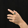 Gold Space Signet Ring Large Stone, Modern Style, Personalised, thumbnail 3 of 9