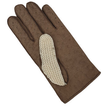 Oborne. Men's Crochet Back Leather Palmed Gloves, 3 of 6