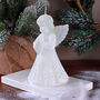 G Decor White Angel Art Candle Hand Finished With Snowflake Dress Decorative Wax Figure Symbol Of Blessings And Good Wishes, thumbnail 2 of 8