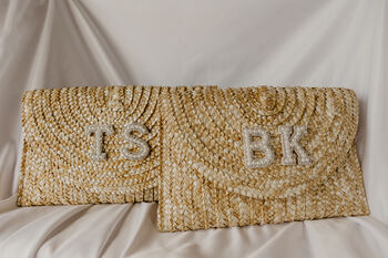 Hen Party Initial Woven Straw Clutch Bag, 3 of 4