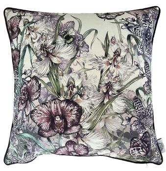 Orchid Garden Floral Cushion With Bees Butterflys And Variations Of Wild Orchids, 4 of 4