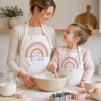 Personalised Rainbow Matching Mother Daughter Aprons, 4 of 4