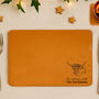 Set Of Six Personalised Highland Cow Cork Placemats, thumbnail 1 of 3