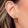 Violet Baguette Charm Hoop Earrings, thumbnail 1 of 5