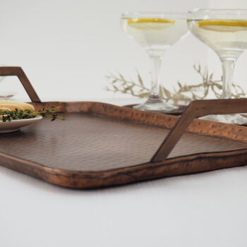 Antique Copper Serving Tray With Handles, 7 of 7
