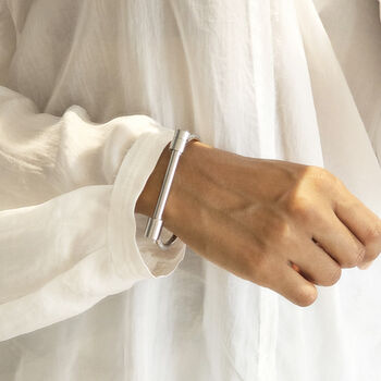 Screw Cuff Bangle Silver, 4 of 6