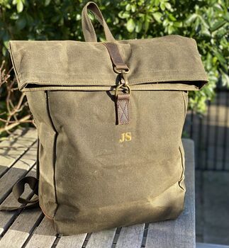 Personalised Waxed Canvas Backpack, 3 of 8