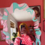 Wavy Mirror Blue And Pastel Pink, thumbnail 3 of 8