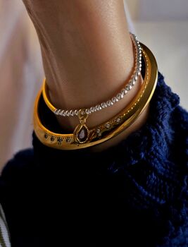 Torque Angled Pave Cuff 18k Gold Waterproof Bracelet, 7 of 10