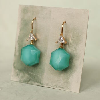 Turquoise Hexagon Jewel Earrings, 4 of 5