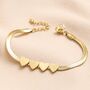 Gold Stainless Steel Heart Charm Herringbone Bracelet, thumbnail 7 of 12