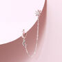 Sterling Silver Star Moon Cz Helix Chain Earring, thumbnail 5 of 6