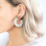 White Pearlescent Hoop C Shaped Wedding Bridal Earrings, thumbnail 1 of 4