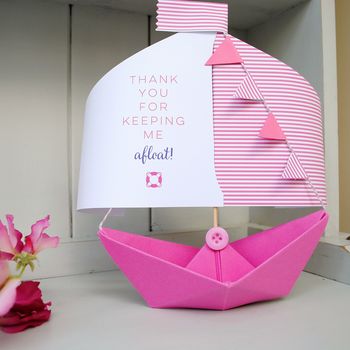 'thank you for keeping me afloat' paper boat keepsake by the little ...