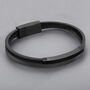 Sleek Black Stainless Steel And Leather Men's Bracelet, thumbnail 2 of 6