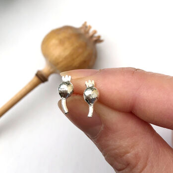 Sterling Silver Dainty Poppy Seed Head Earrings, 8 of 10