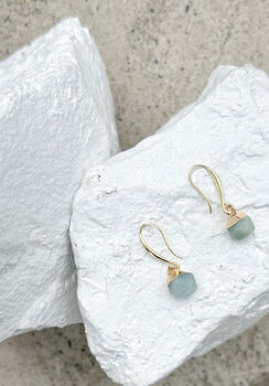 Amazonite Nugget Real 18k Gold Plated Earrings, 6 of 6