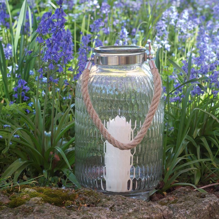 glass candle lantern by garden selections