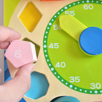 Wooden Teaching Clock And Shape Sorter Puzzle, 8 of 11