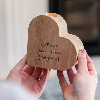 Personalised Heart Candle Holder Thank You Bridesmaid Gift, 4 of 6