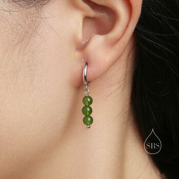 Sterling Silver Genuine Peridot Trio Huggie Hoop Earrings, 6 of 10