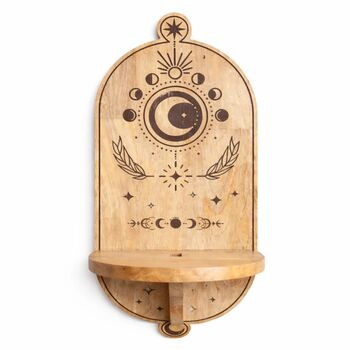 Hand Carved Wood Moon Cycle Shelf, 2 of 3