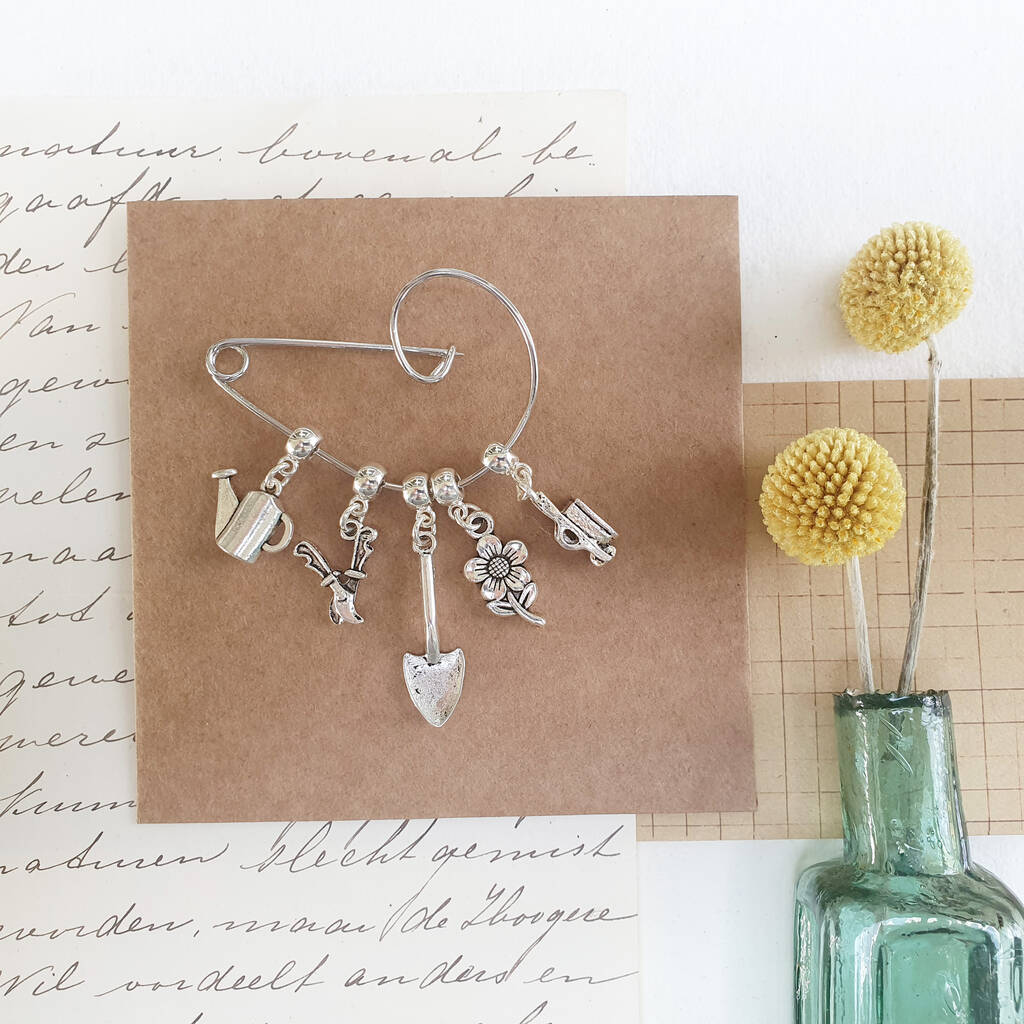 Personalised Charm Gardening Brooch By Zamsoe