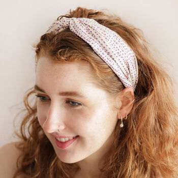 Purple Polka Dot Twist Fabric Headband, 3 of 4