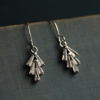 Art Deco Silver Drop Jewel Earrings, 3 of 7