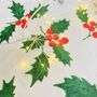 Luxury Christmas Holly Tablecloth ~ Linen Feel Paper, thumbnail 3 of 8