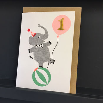 Handmade Elephant 1st Birthday Card, 2 of 4