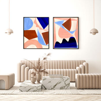 Blue And Brown Abstract Geometric Shapes Art Print, 4 of 12