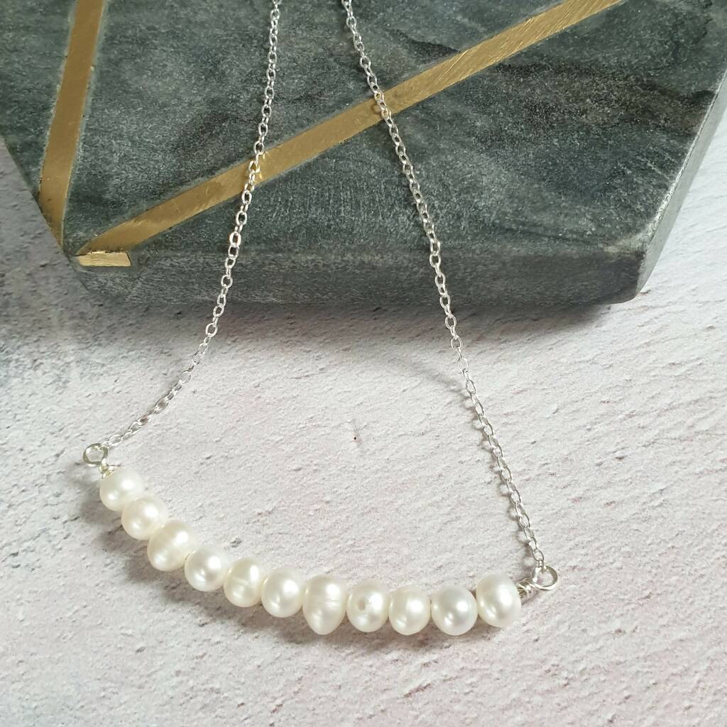 Freshwater Pearl Bar Silver Necklace By Jewellery Made By Me ...
