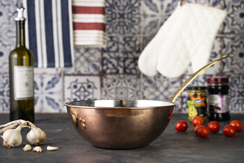 Handmade Copper Wok With Brass Handle – 420 Mm Diameter, 4 of 6