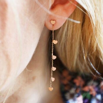 Stainless Steel Heart Earrings In Rose Gold Plating, 2 of 6