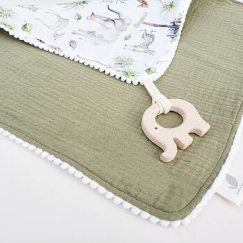 Organic Baby Comforter And Wooden Teether Gift, 7 of 9