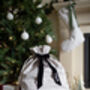 Personalised Beige Gingham Gift Sack Velvet Bow, thumbnail 3 of 5