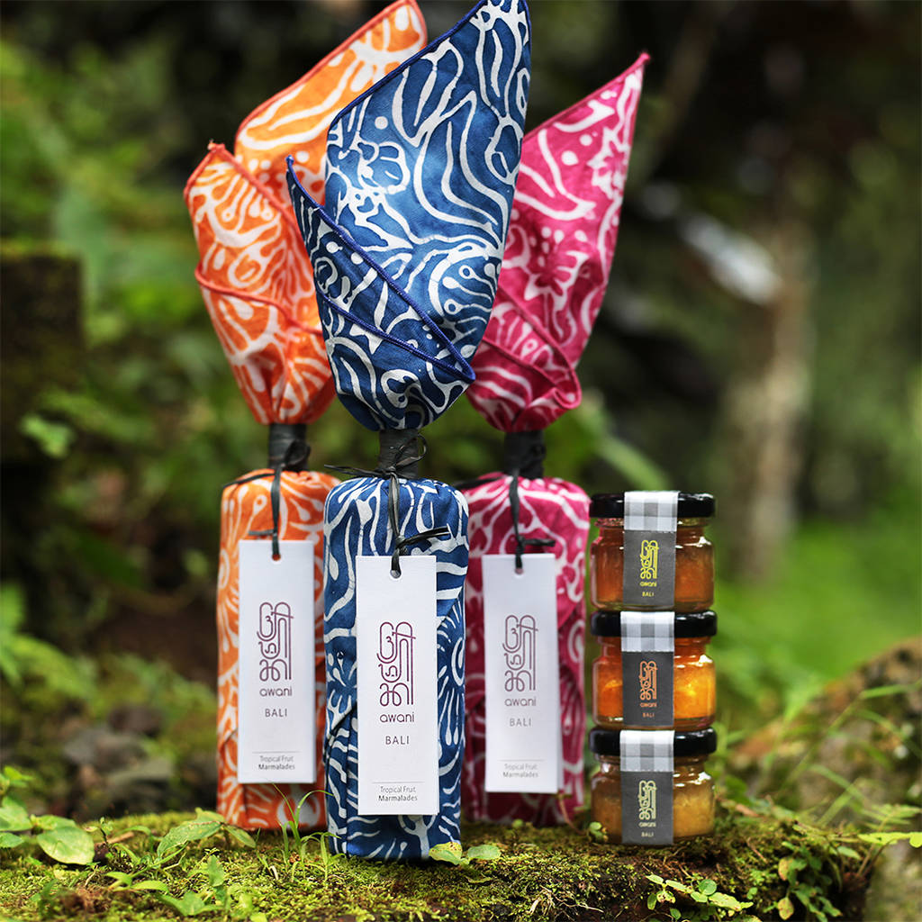 six exotic fruit preserve handprinted batik gift sets by awani bali