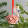 Handmade Ceramic Flamingo Christmas Decoration, thumbnail 3 of 3