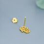 Hamsa Hand Stud Earrings In Sterling Silver, thumbnail 7 of 11