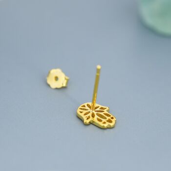 Hamsa Hand Stud Earrings In Sterling Silver, 7 of 11
