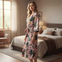 Jungle Print 100% Cotton Dressing Gown In Pale Pink, thumbnail 7 of 7