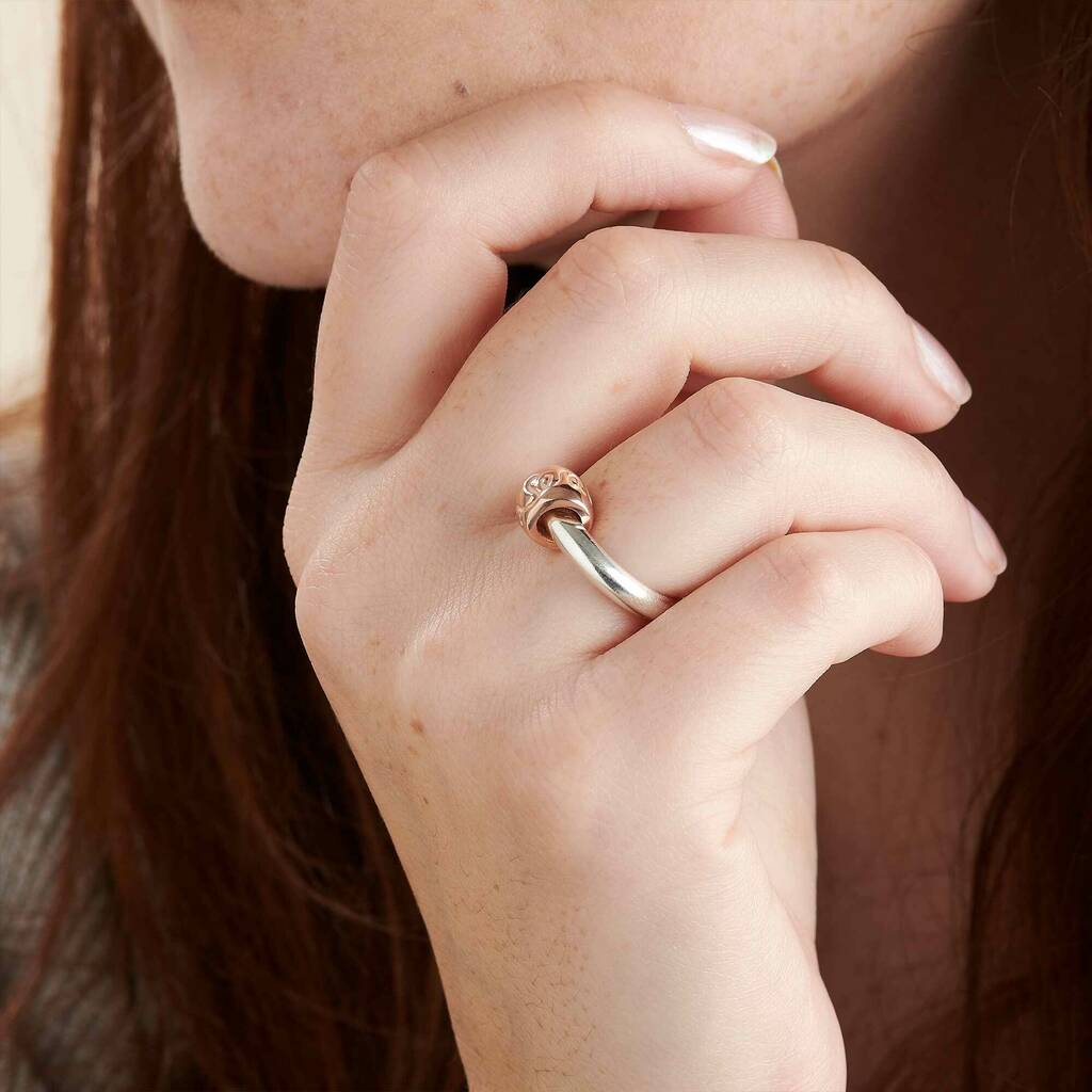 Que Sera Worry Bead Silver And Recycled Solid Gold Ring By Scarlett Off
