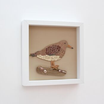Handmade Framed Sandpiper Coastal Bird Mosaic Picture, 2 of 4