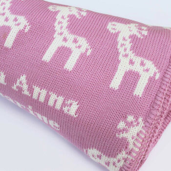 Personalised Knitted Giraffe Baby Blanket, 11 of 12